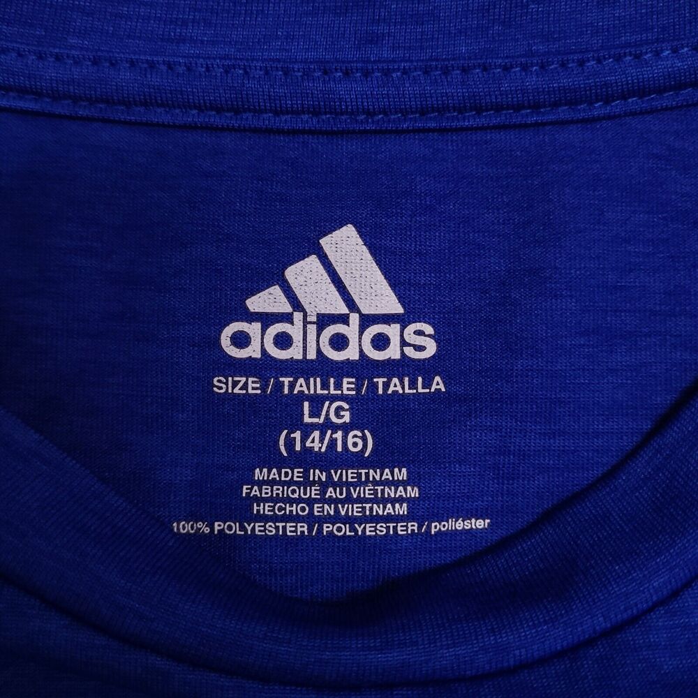 Adidas Casual Short Sleeve Graphic T-Shirt Youth Boys Size Large L Blue - Picture 3 of 11